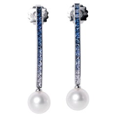 Pendientes Mikimoto Elements of Life Azul Denim Ombré Zafiro Perla