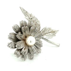 Alfiler de broche de perla Akoya de Mikimoto Estate Plata de ley 6,16 mm