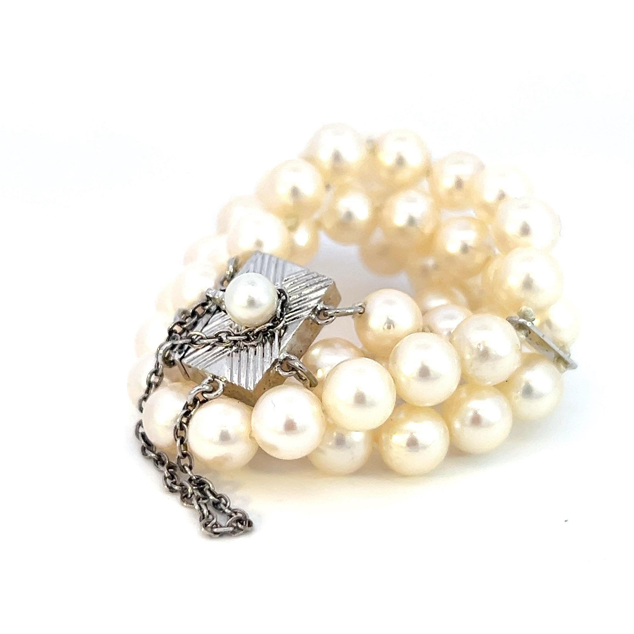 Mikimoto Estate Akoya Pearl 2 Strand Bracelet 7.625