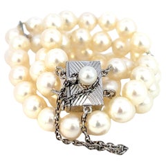 Bracelet Akoya Estate Mikimoto à 2 rangs de perles 7,625" 5,85 mm