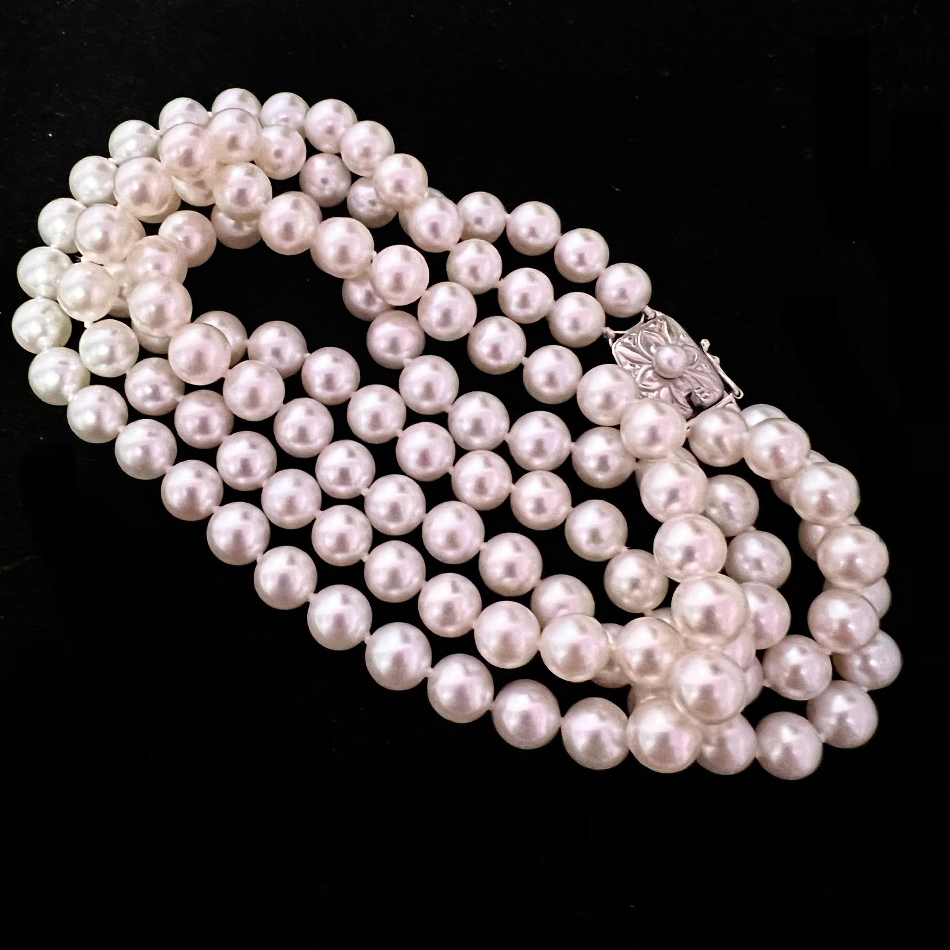 Mikimoto Estate Akoya Pearl 2 Strand Necklace 18k with Gold Certified 2