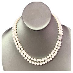 Mikimoto Estate Akoya Pearl 2 Strand Necklace 18k with Gold Certified