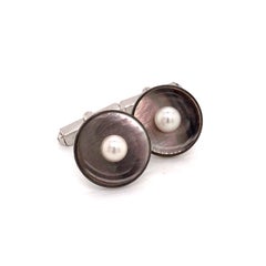 Mikimoto Estate Akoya Pearl Abalone Cufflinks Sterling Silver