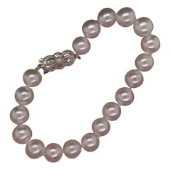 Mikimoto Estate Akoya Pearl Bracelet 18 Kt 9-8.5 mm 7.5 In Certified