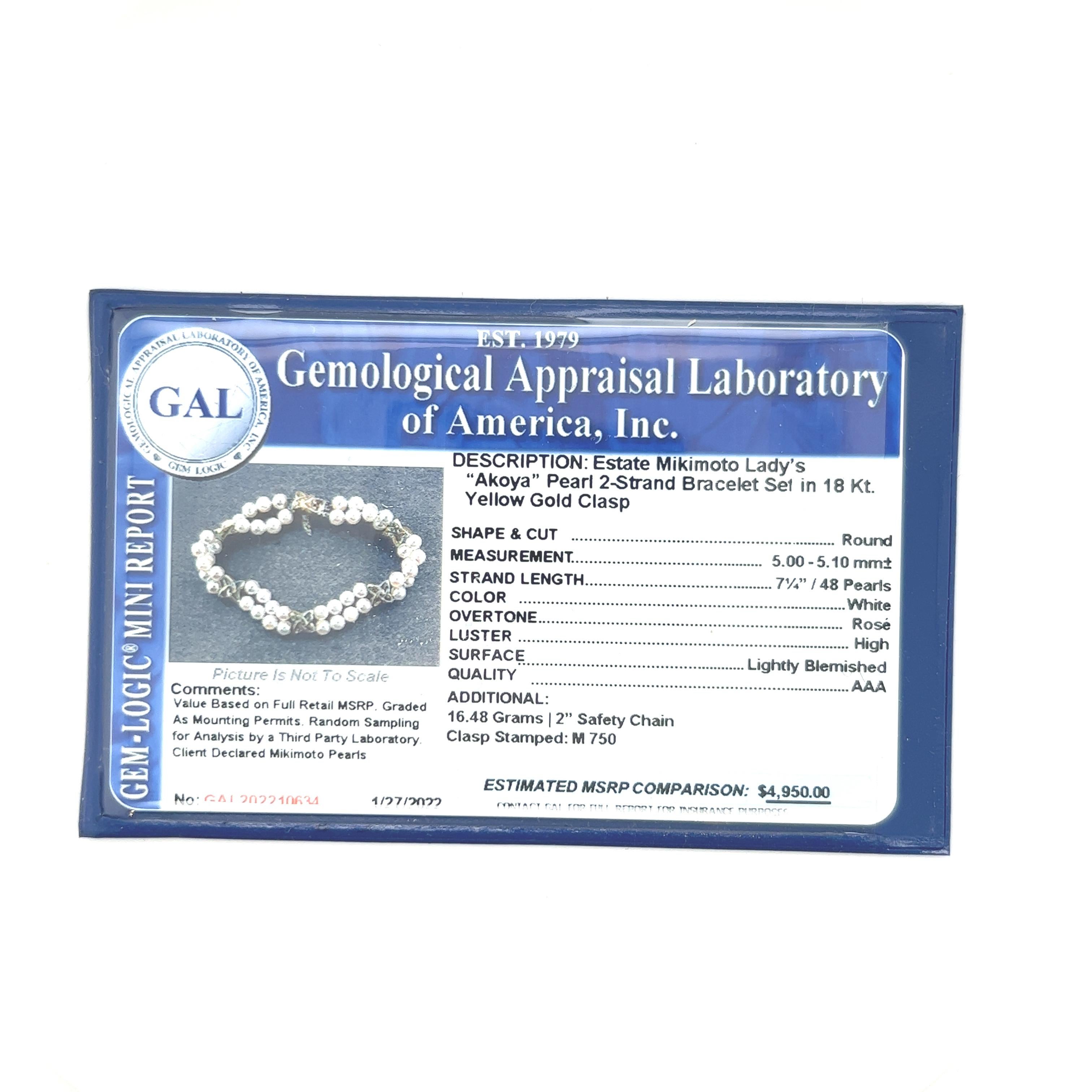 Mikimoto Bracelet de perles Akoya en or 18 carats certifié 5,1 mm en vente 4