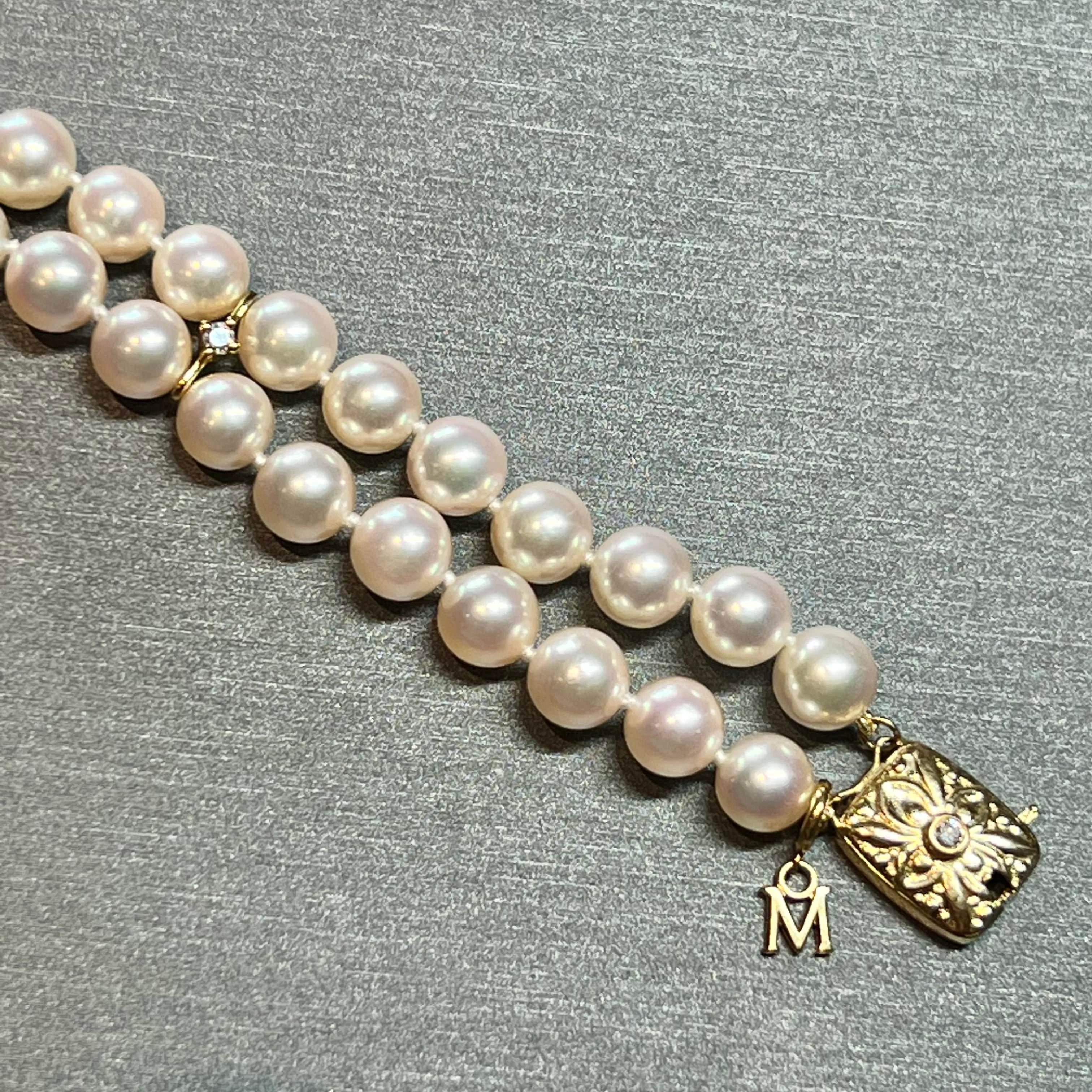Women's Mikimoto Estate Akoya Pearl Bracelet 18k Gold Certified