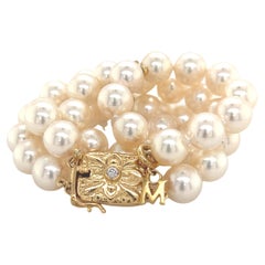 Mikimoto Bracelet de perles Akoya en or 18 carats certifiée, ancienne propriété