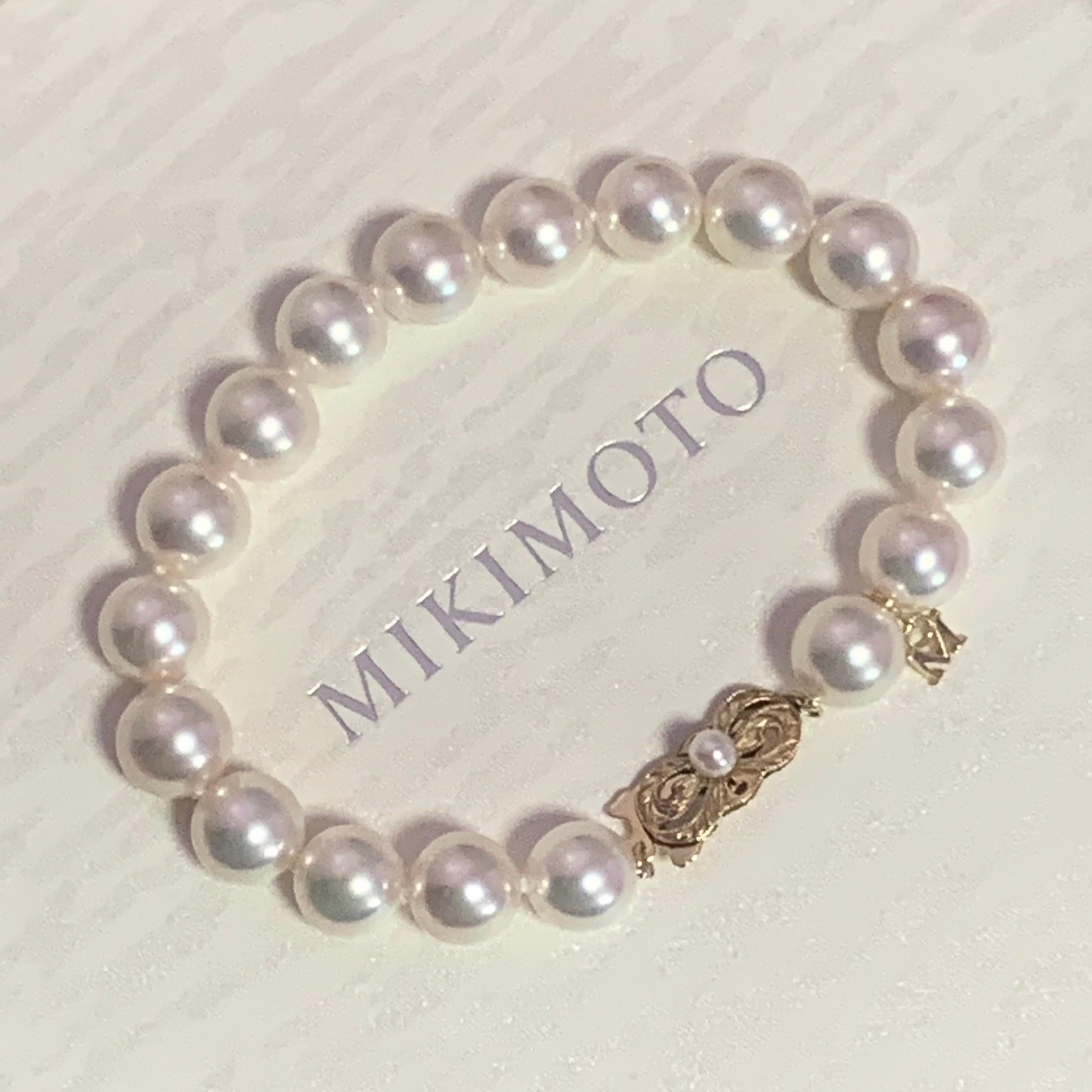 Mikimoto Estate Akoya Pearl Bracelet 18k Gold Certified 2