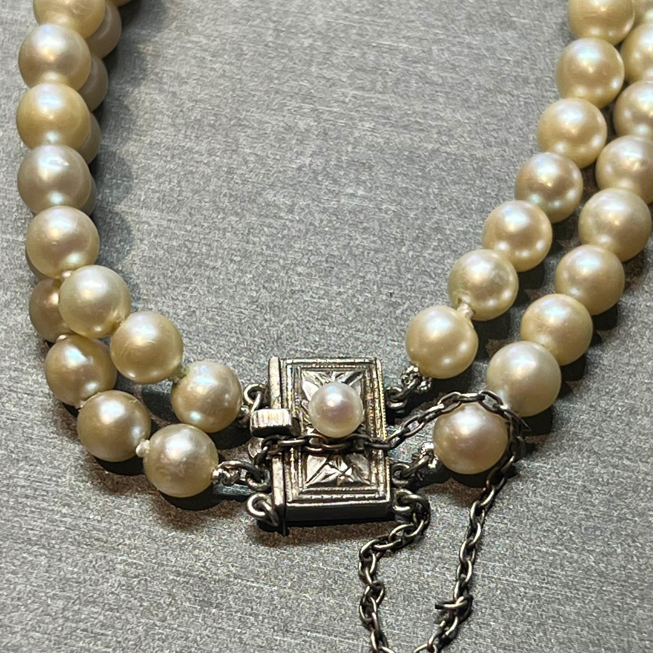 Women's Mikimoto Estate Akoya Pearl Bracelet 6.5 Silver 5.50-6.00 mm