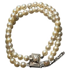 Vintage Mikimoto Estate Akoya Pearl Bracelet 6.5 Silver 5.50-6.00 mm