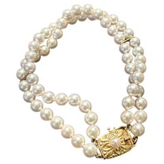 Mikimoto Estate Akoya Pearl Bracelet 7" 18k Gold 5.50 mm
