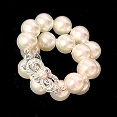 Mikimoto Estate Akoya Pearl Bracelet 7" 18k White Gold 9 mm Certified