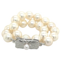 Mikimoto Estate Akoya Pearl Bracelet 7" Silver 7 mm