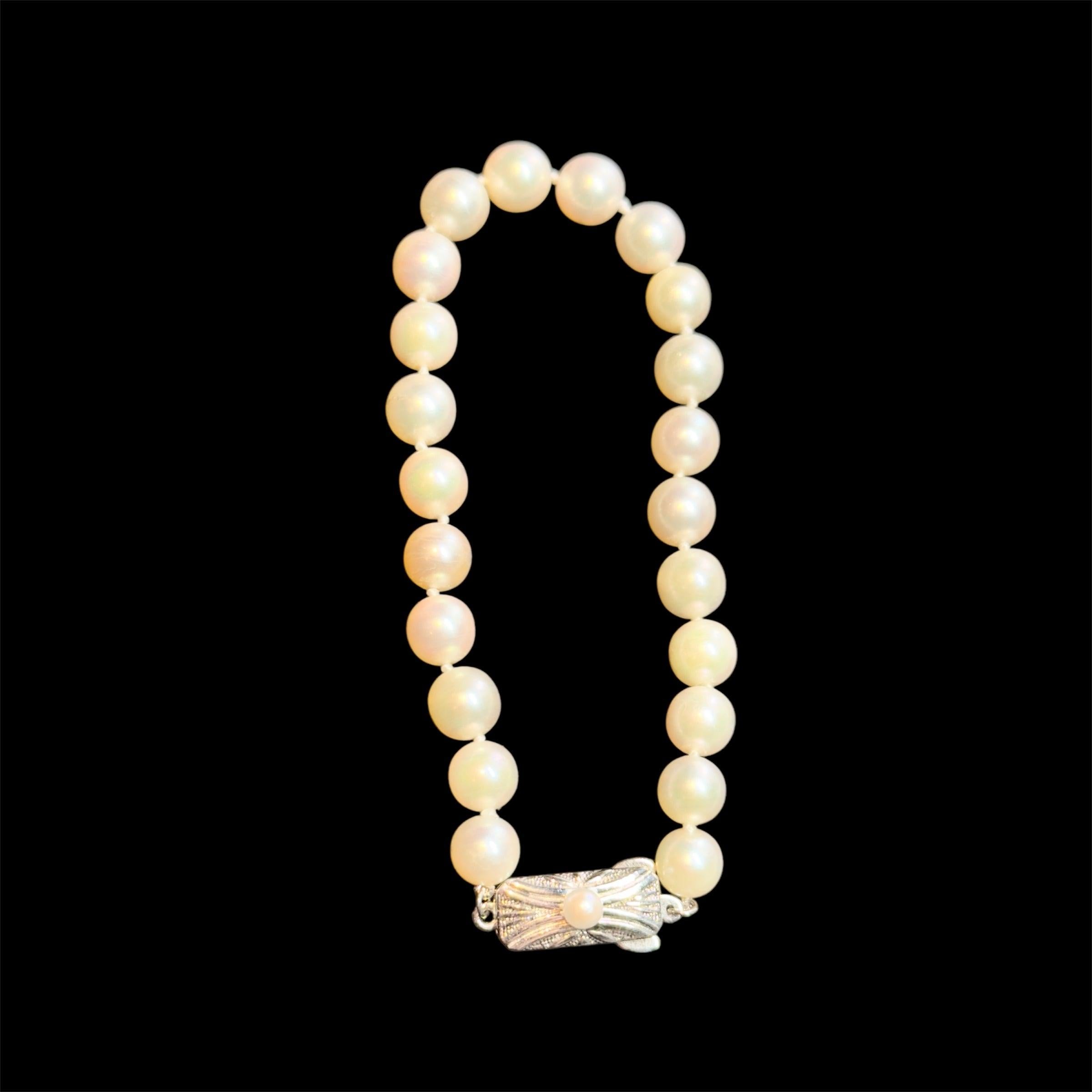 Taille ronde Mikimoto Estate Akoya Pearl Bracelet 7