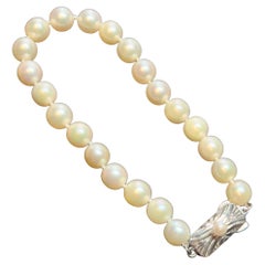 Mikimoto Estate Akoya Pearl Bracelet 7" Sterling Silver 7 mm