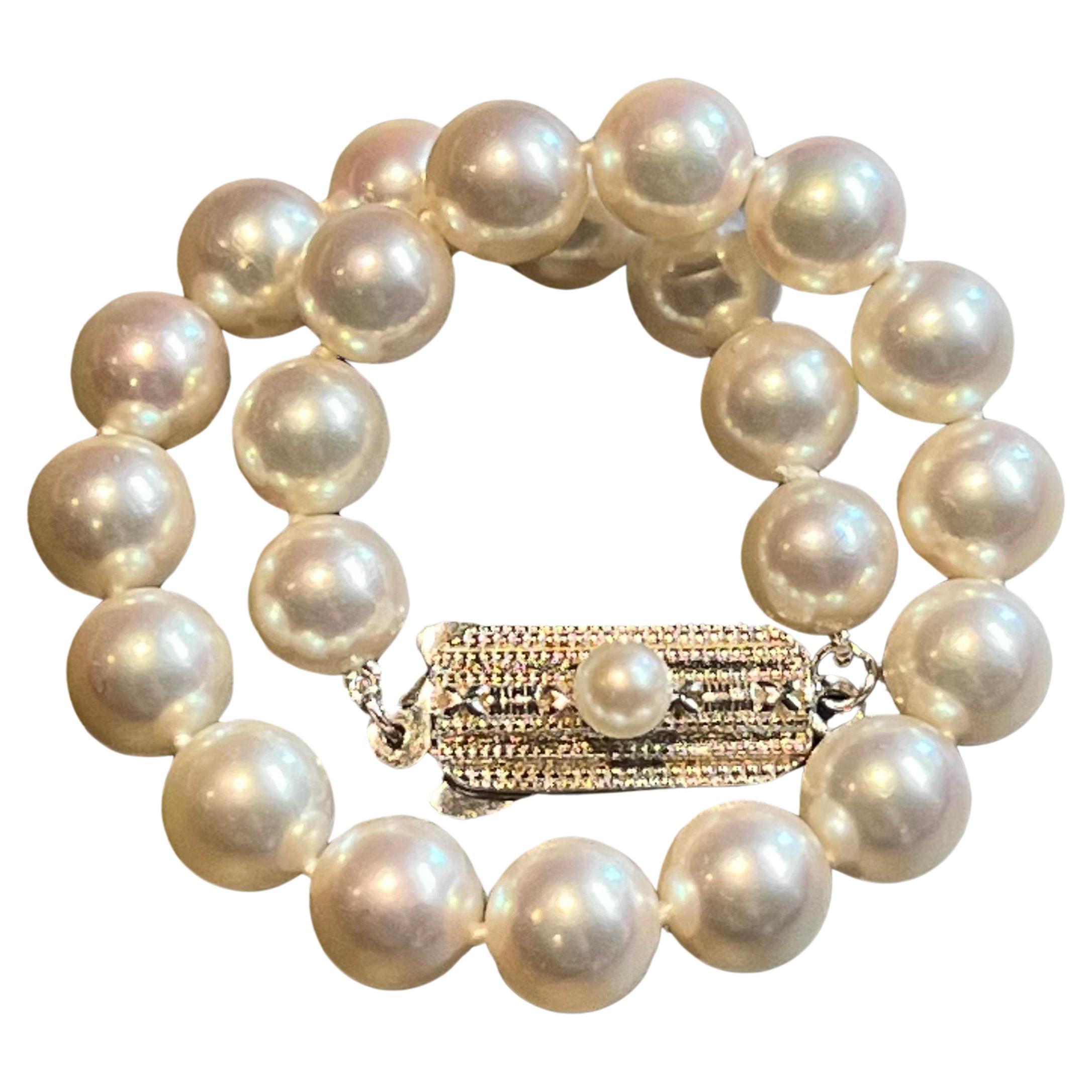 Mikimoto Estate Akoya Pearl Bracelet 7.25 Silver 6.5 - 7 mm