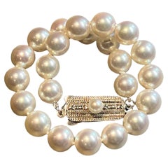 Mikimoto Estate Akoya Perlenarmband 7,25 Silber 6,5 - 7 mm