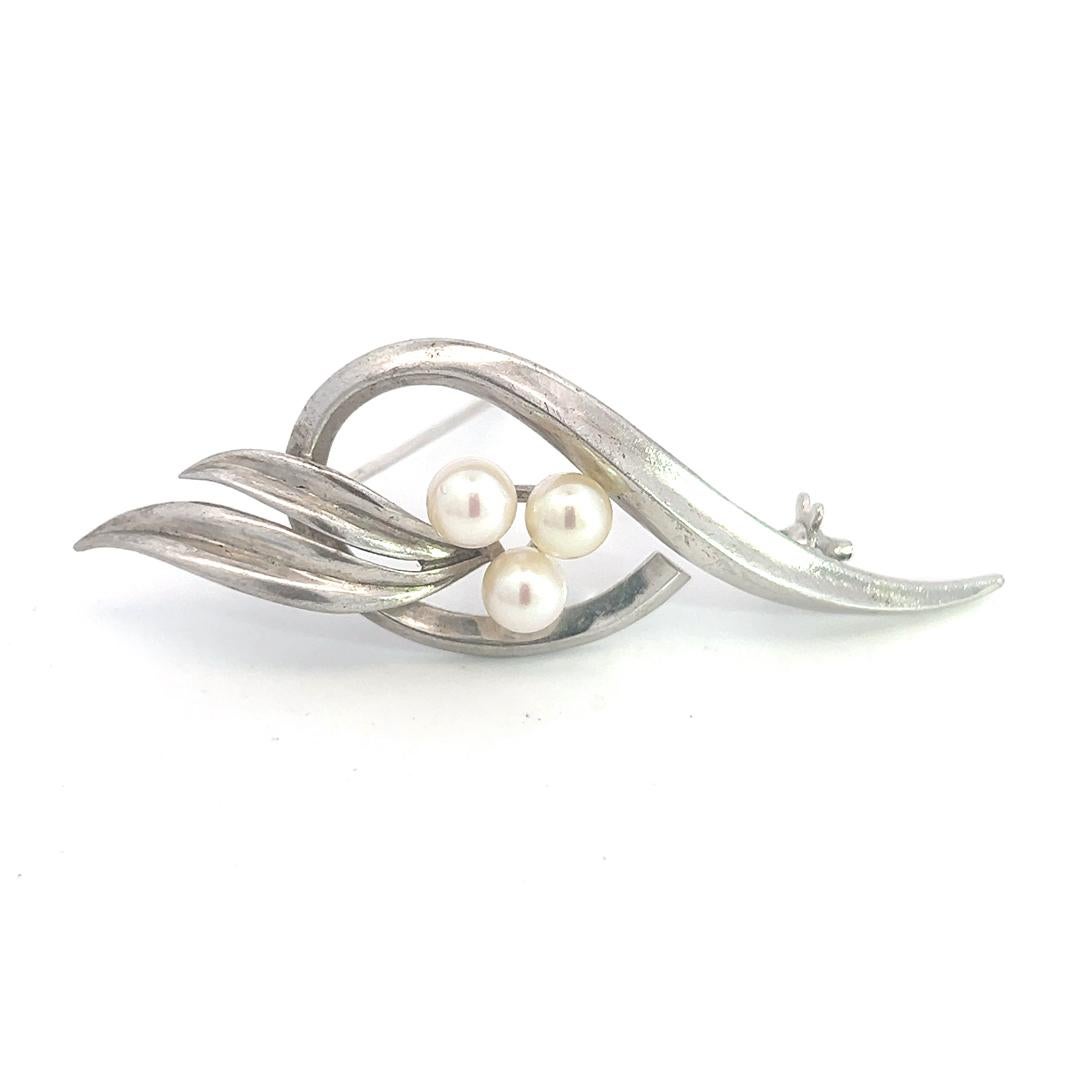 Mikimoto Estate Akoya Pearl Brooch 2.5