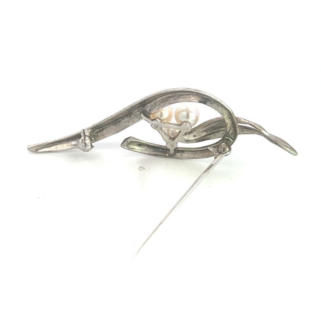 Taille pampille Mikimoto Estate Akoya Pearl Brooch 2.5