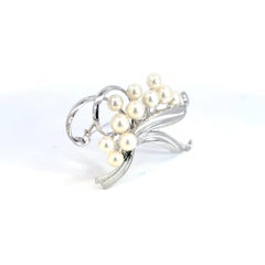 Mikimoto Nachlass Akoya Perlenbrosche 5,60-7,30 mm Silber