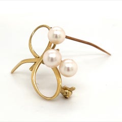 Mikimoto Estate Akoya Perlenbrosche Pin 14k Gold