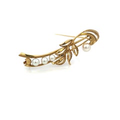 Mikimoto Estate Akoya Pearl Brooch Pin 14k Yellow Gold 5.57 mm