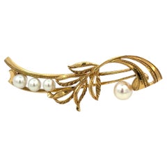 Mikimoto Estate Akoya Pearl Brooch Pin 14k Yellow Gold 5.57 mm