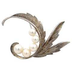Mikimoto Estate Akoya Pearl Brooch Pin 5-7 mm Silver