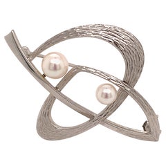 Mikimoto Estate Akoya Pearl Brooch Pin Sterling Silver 4.4 Gr