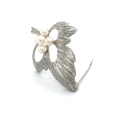 Mikimoto Estate Akoya Pearl Brooch Pin Sterling Silver