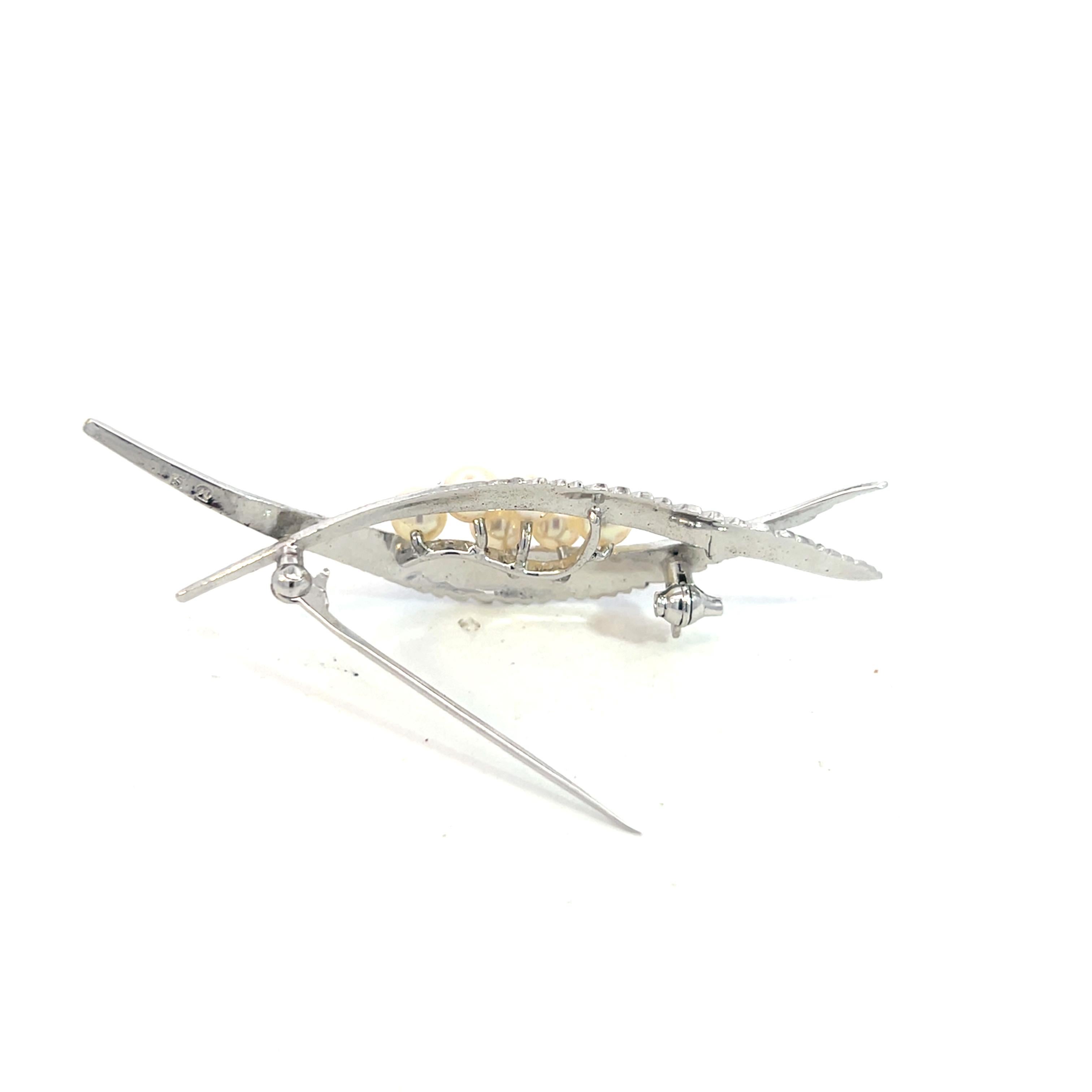Women's Mikimoto Estate Akoya Pearl Brooch Pin Sterling Silver 5 mm For Sale