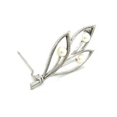 Mikimoto Estate Akoya Pearl Brooch Pin Sterling Silver