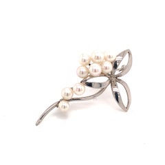 Mikimoto Estate Akoya Pearl Brooch Pin Sterling Silver 5.66 Grams