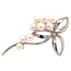 Mikimoto Estate Akoya Pearl Brooch Pin Sterling Silver 5.66 Grams