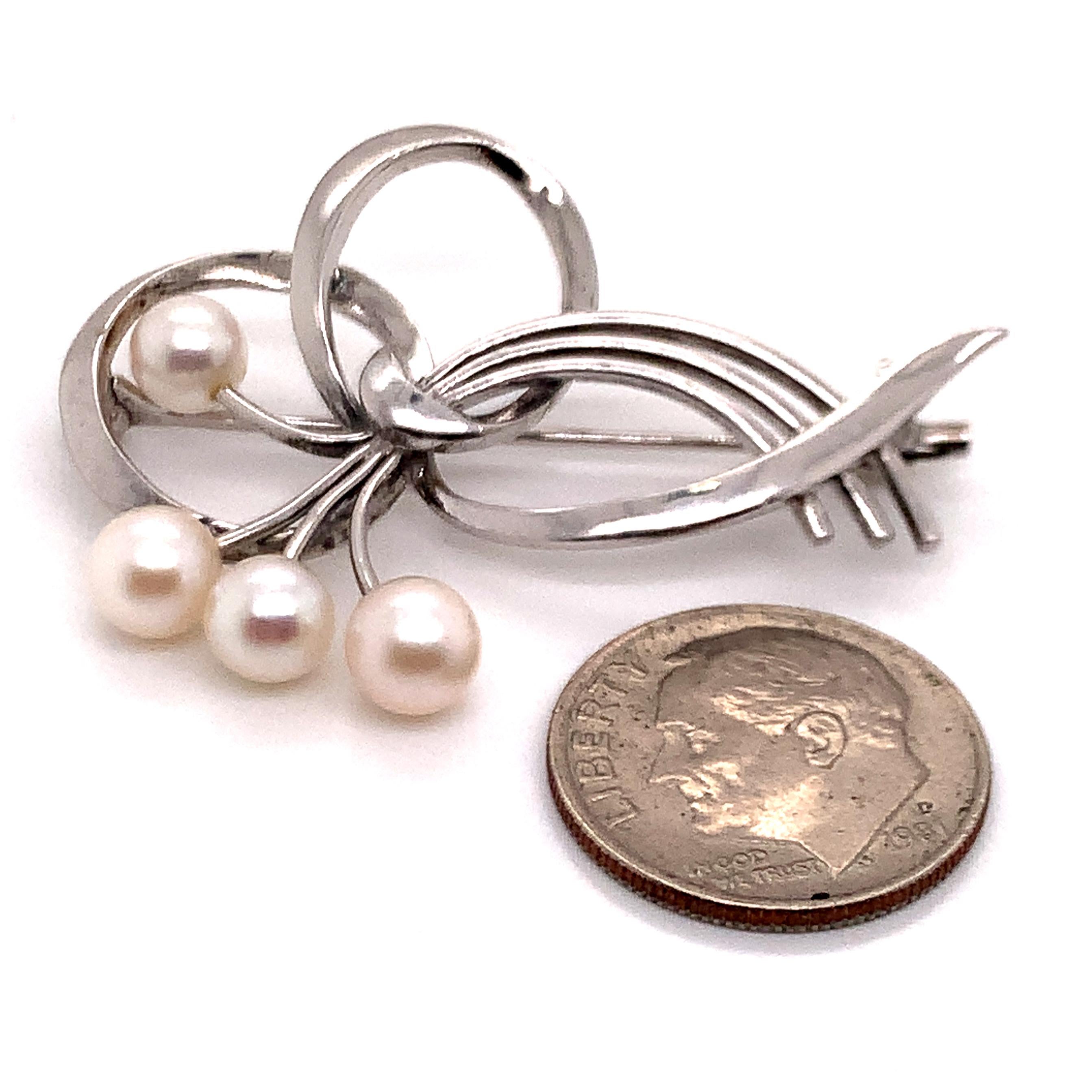 mikimoto pearl brooch silver