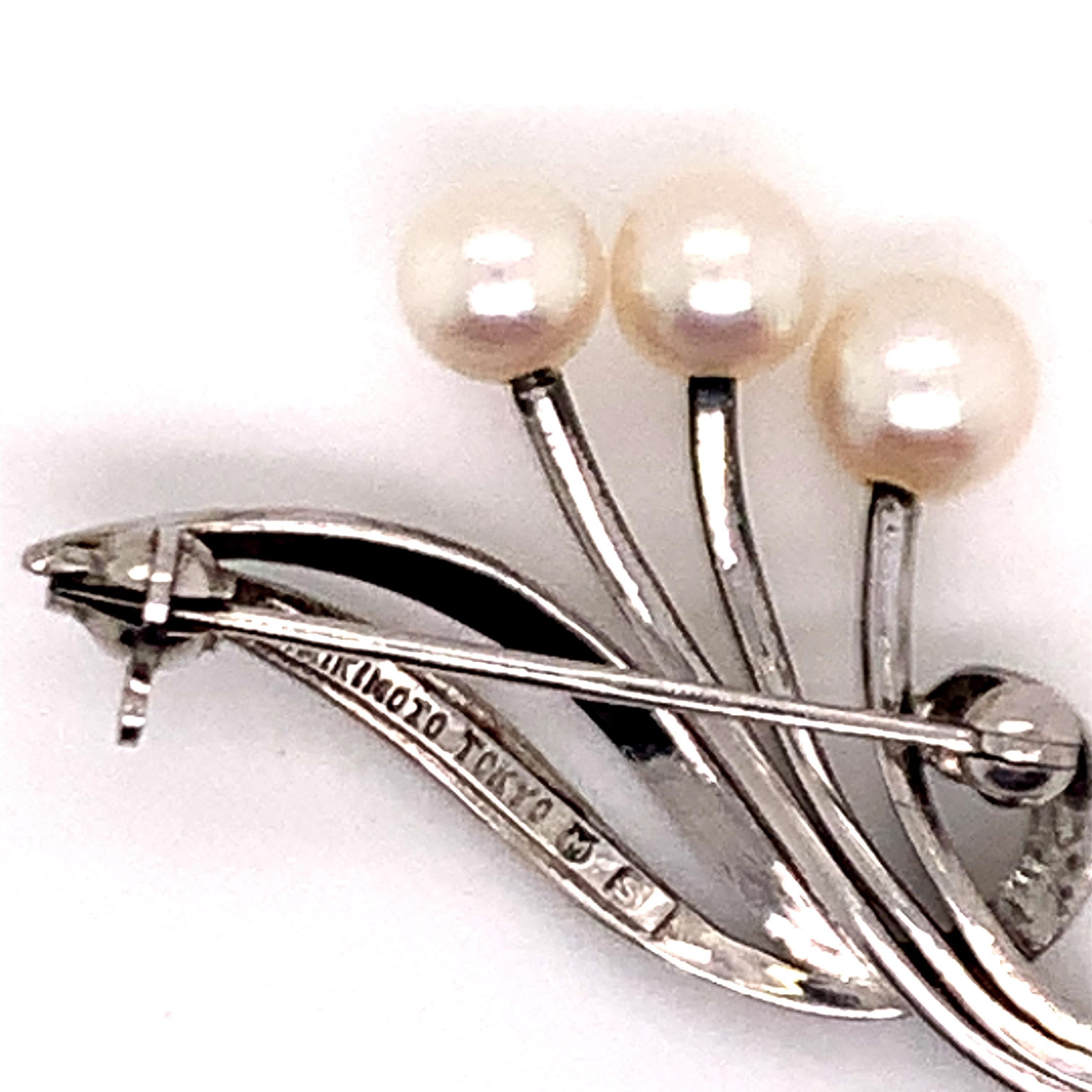 Mikimoto: Akoya-Perlenbrosche aus Sterlingsilber, Anstecknadel, 5,75 mm im Angebot 2
