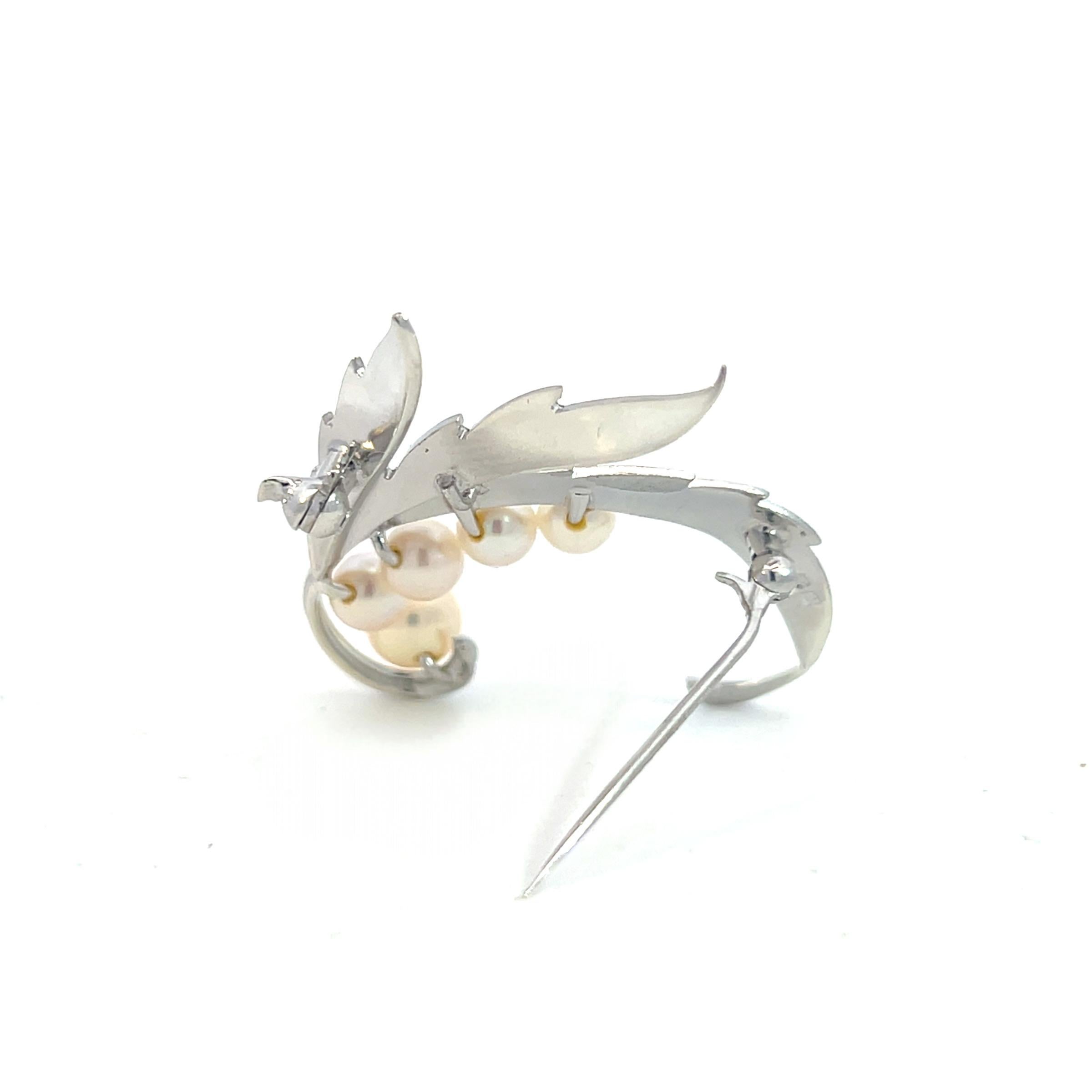 Mikimoto Estate Akoya Pearl Brooch Pin Sterling Silver 6.10 mm For Sale 5