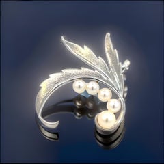 Mikimoto Estate Akoya Pearl Brooch Pin Sterling Silver 6.10 mm