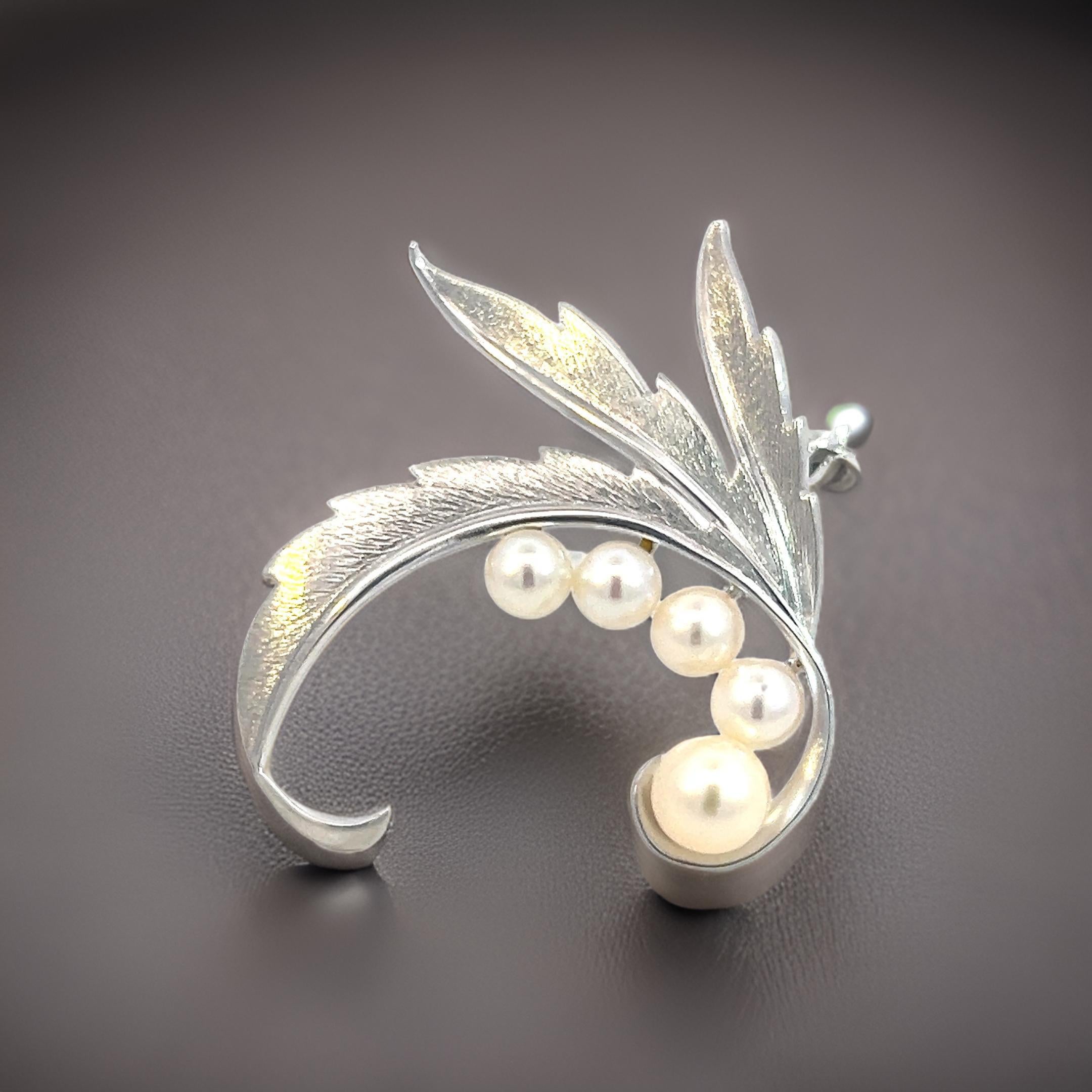 Mikimoto Estate Akoya Pearl Brooch Pin Sterling Silver 6.10 mm For Sale 1