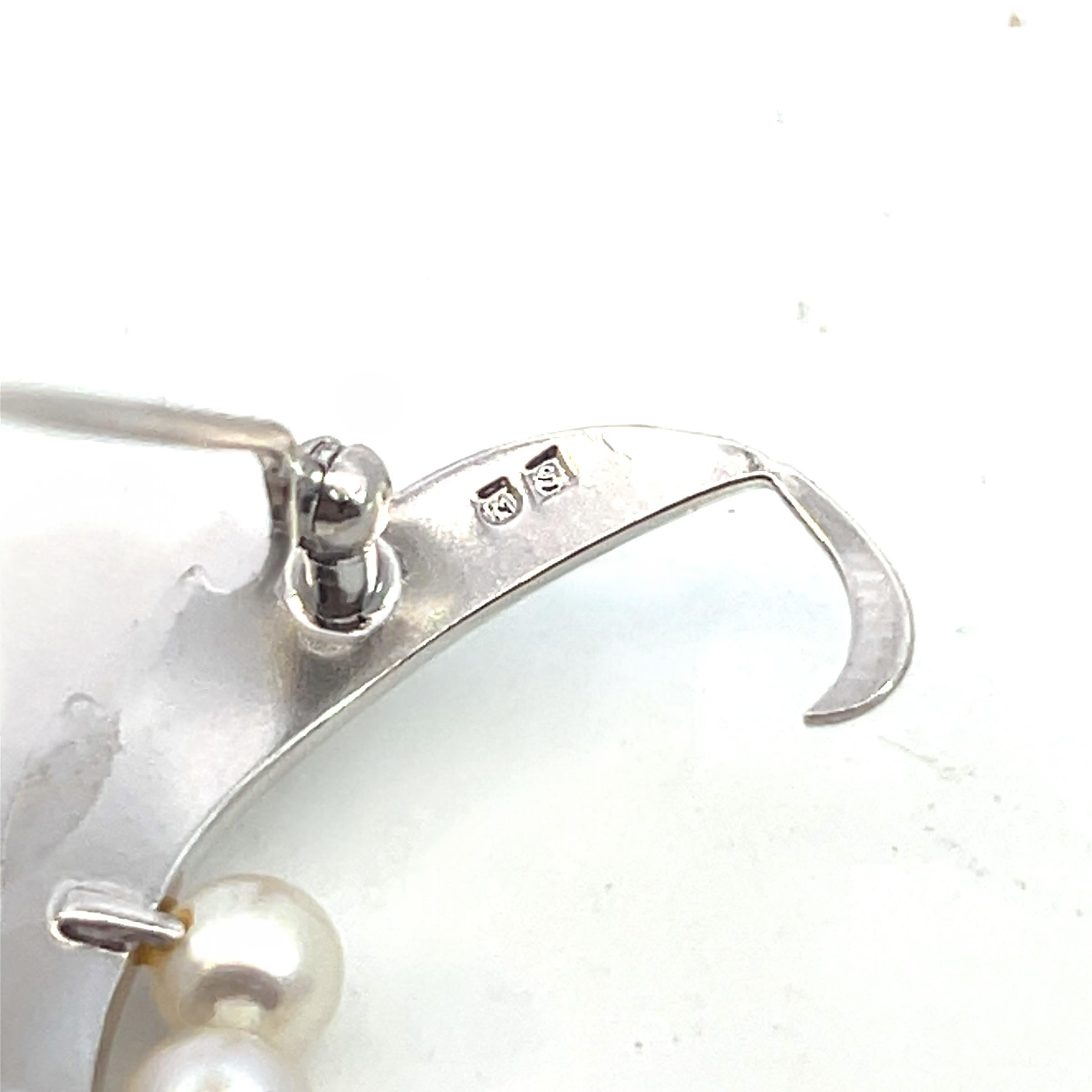 Mikimoto Estate Akoya Pearl Brooch Pin Sterling Silver 6.10 mm For Sale 3