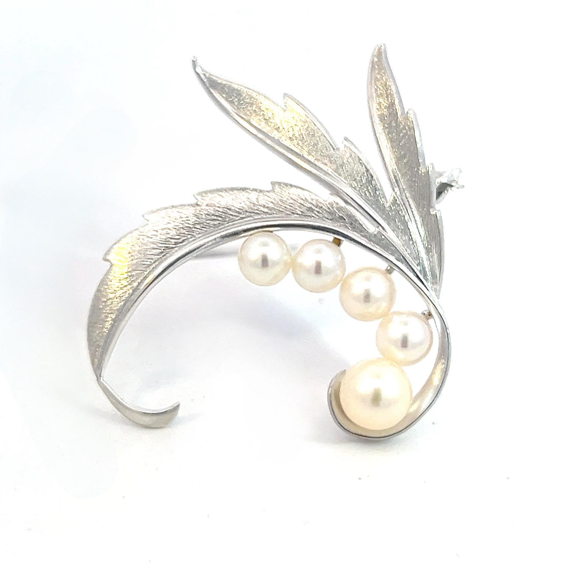 Mikimoto Estate Akoya Pearl Brooch Pin Sterling Silver 6.10 mm For Sale 4