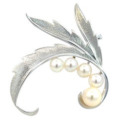 Mikimoto Estate Akoya Pearl Brooch Pin Sterling Silver 6.10 mm