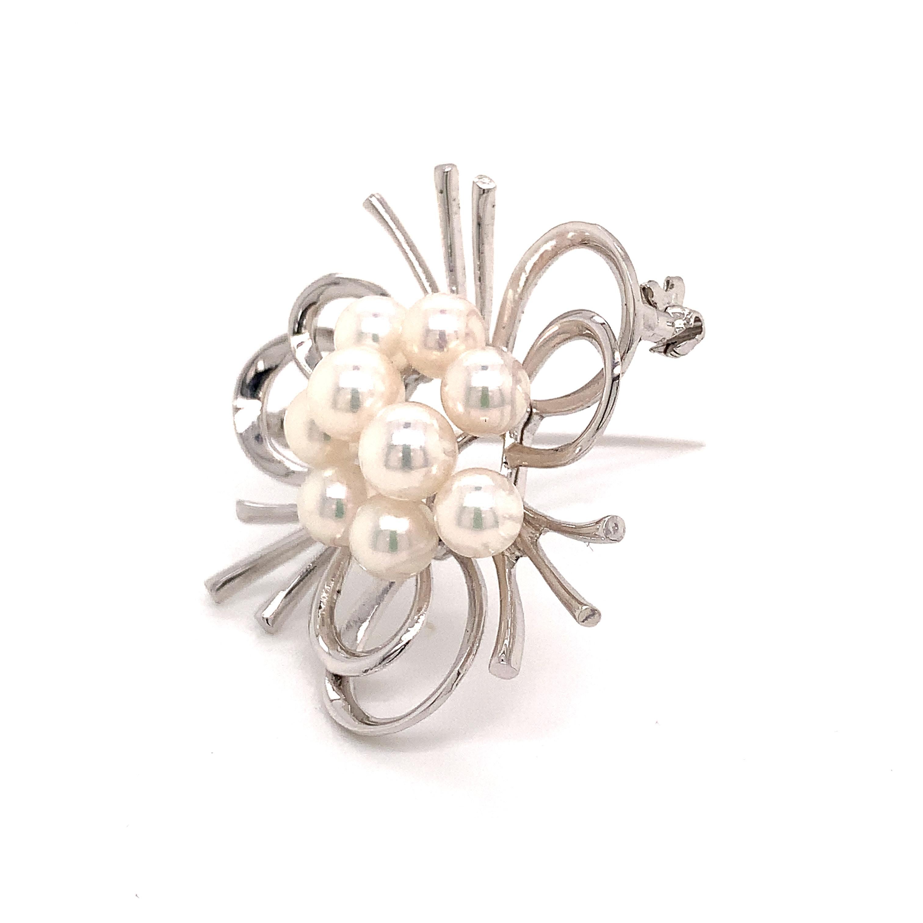 Mikimoto Estate Akoya Pearl Brooch Pin Sterling Silver 9.13 Gr 6