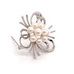 Mikimoto Estate Akoya Pearl Brooch Pin Sterling Silver 9.13 Gr