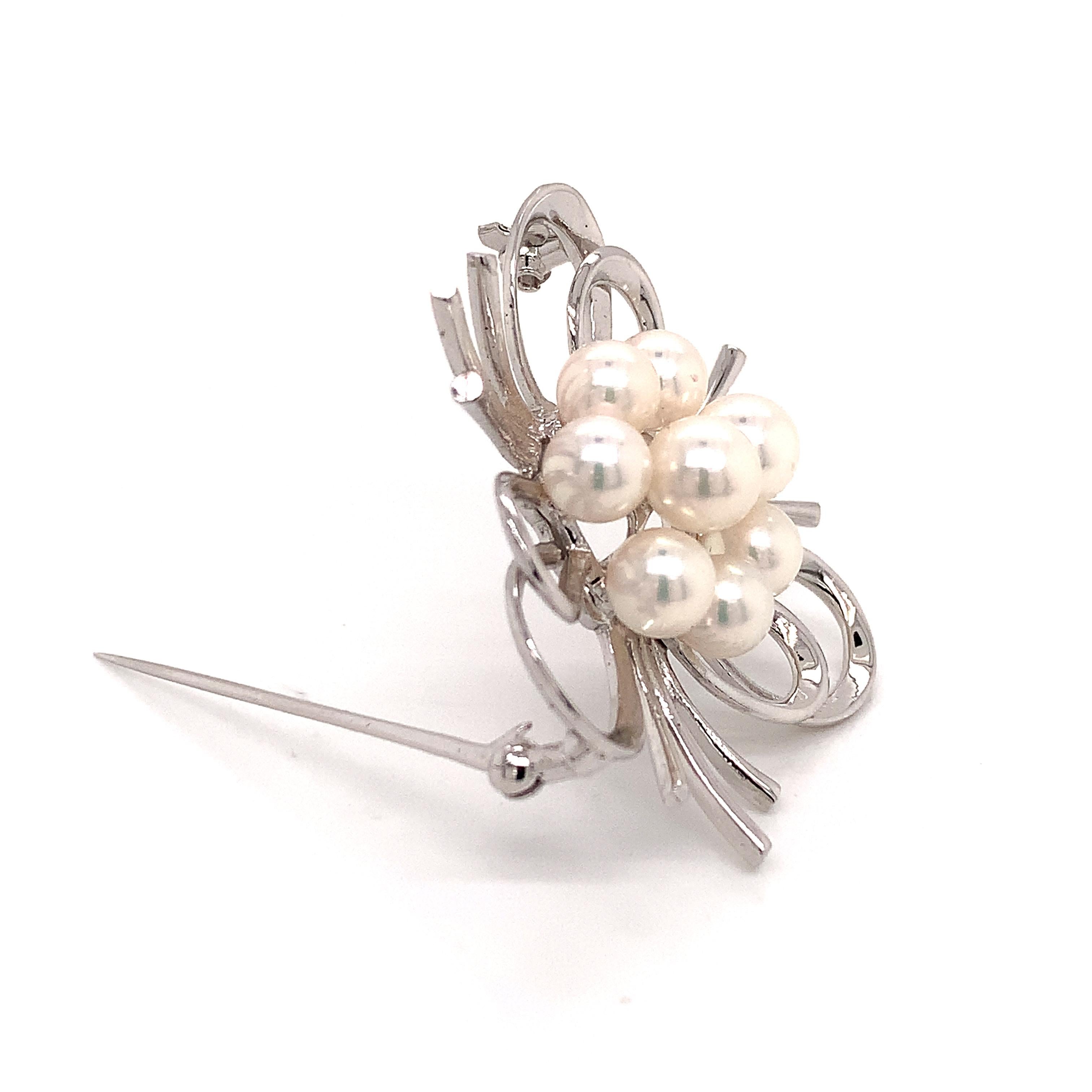 Mikimoto Estate Akoya Pearl Brooch Pin Sterling Silver 9.13 Gr 3