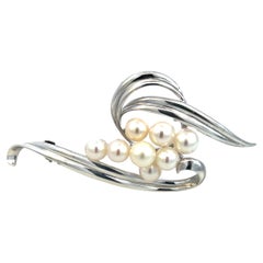 Mikimoto Estate Akoya Pearl Brooch Pin Sterling Silver 6.50 mm M422