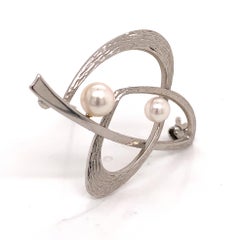Mikimoto Estate Akoya Pearl Brooch Pin Sterling Silver 4.4 Gr