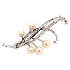 Broche Akoya Estate Mikimoto en argent sterling 6,6 mm 5,43 grammes