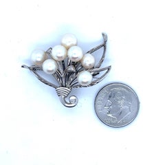 Mikimoto Estate Akoya Pearl Brooch Pin Sterling Silver