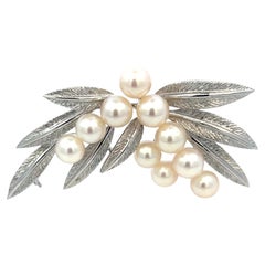 Mikimoto Estate Akoya Pearl Brooch Pin Sterling Silver 6.8 mm